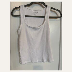 American Eagle Ribbed White Tank Top Scoop Neck Sleeveless Size S
